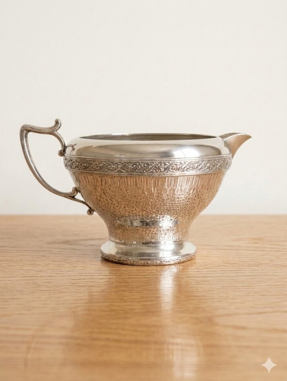 Vintage W.M. Mounts Silver-Plated Creamer – Ornate Embossed Design
